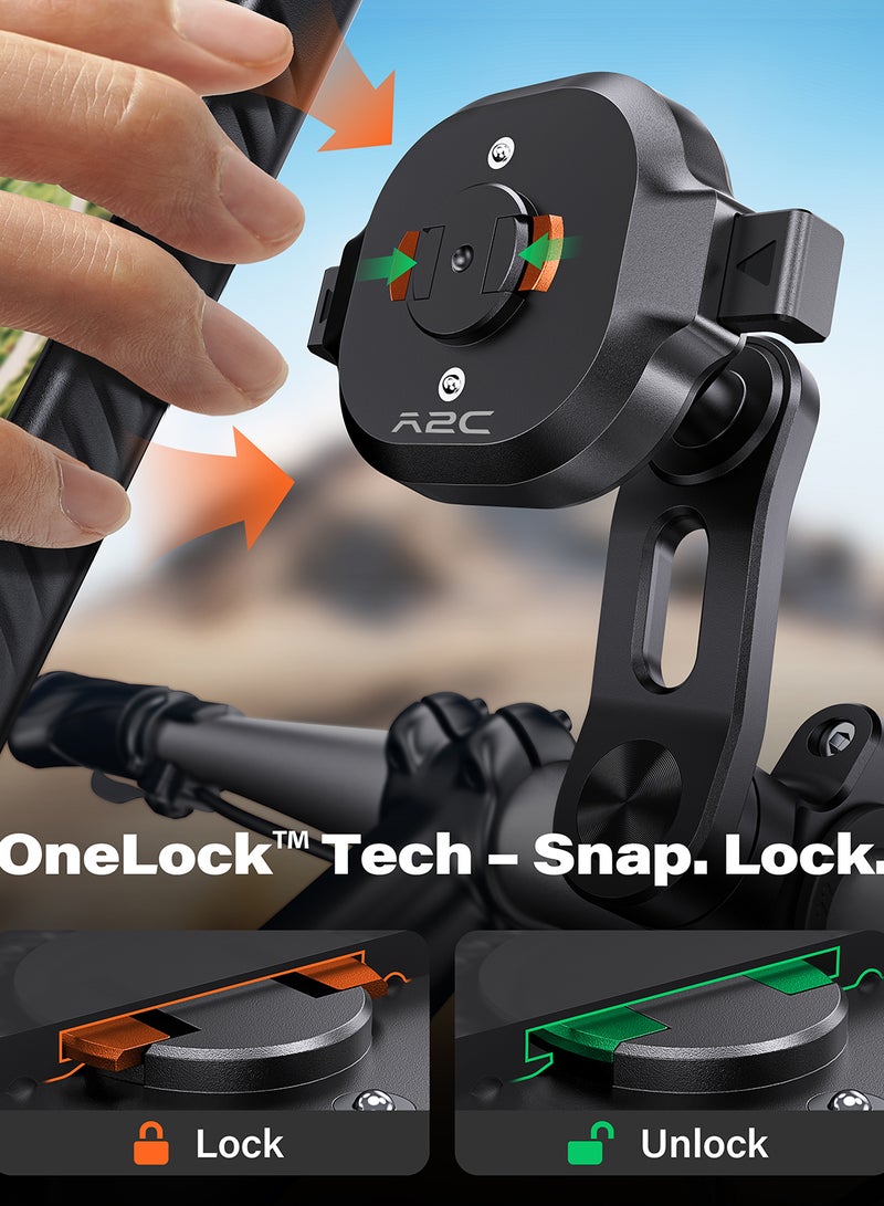 A2C One-Lock Ultra-Safe Bike Phone Mount Kit with MagSafe Case for iPhone 15 Pro – 1s Lock & Release, 360° Rotatable Aluminum Handlebar Holder, Never-Drop Design for MTB, Road & Trail Cycling - Image 4